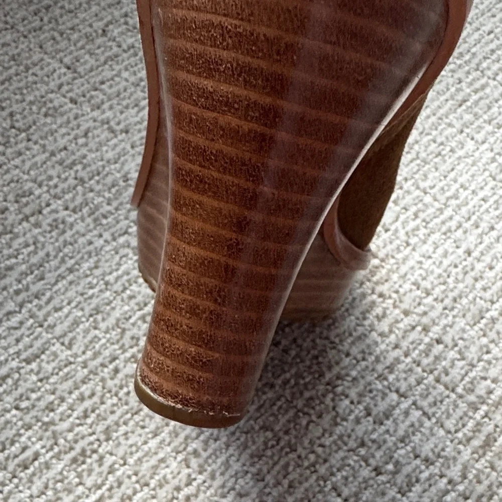 UGG Chestnut Suede Wedge Booties with Shearling Cuff